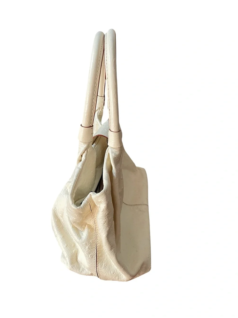 Cream Kate Spade Textured Leather Tote Handbag with Turn-Lock Detail